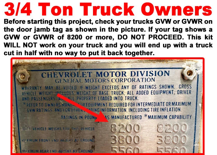 73-87 Short Bed Conversion Kit | Frame Only