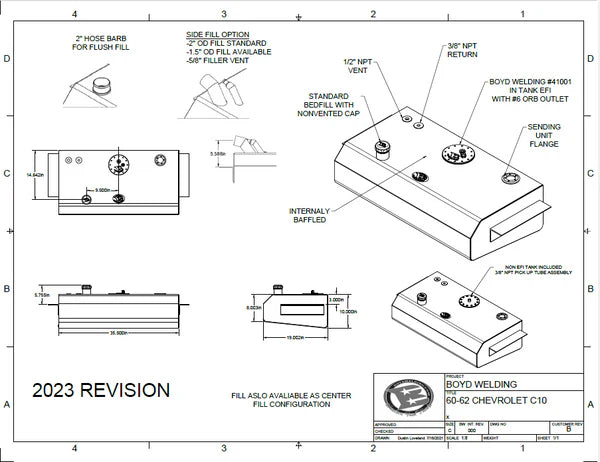 60-62 Fuel Tank | Bed Fill EFI Tank With Aeromotive Stealth 340 In-Tank pump