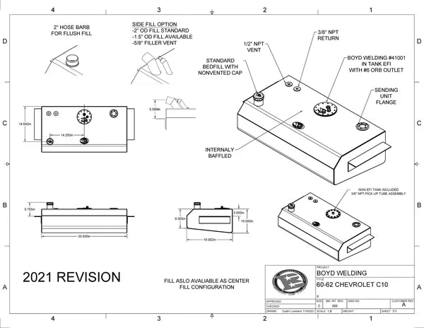 60-62 Fuel Tank | Side Fill Non EFI